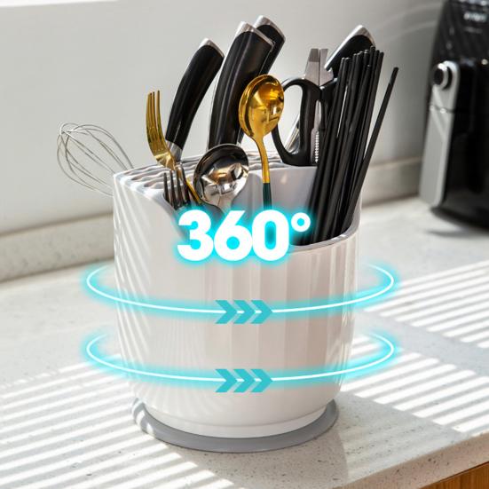 Cutlery Storage Rack Large Capacity 360-degree Rotation Chopsticks Fork Spoon Container Home Supplies