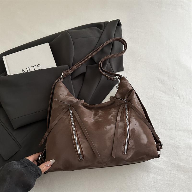 Retro Backpack Soft Leather Tote Bag Bow New Trendy Fashion Casual Large Capacity Shoulder Bag