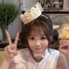 Lace White Party Hat Tulle Bow Girl Headpiece Hair Accessories Birthday Crown  Little Princess