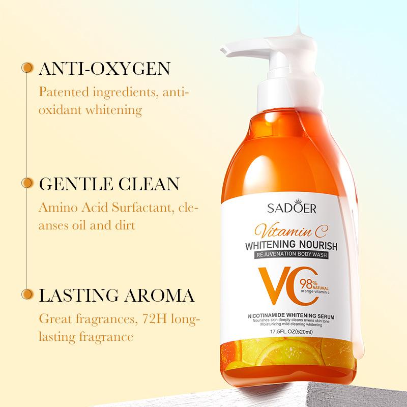 Vitamin C Body Wash 520g SADOER Whitening Moisturizing Cleansing Body Wash