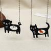 Cartoon Cat Dog Pendant Necklace for Women Exquisite Cute Movable Bone Fish Collarbone Chain Sweet Versatile Couple Jewelry Gift