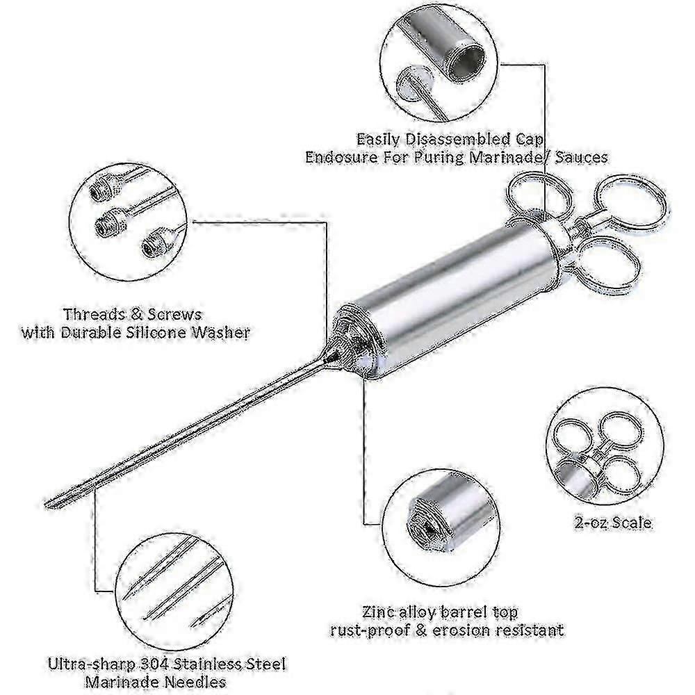 Meat Injector Syringe, Stainless Steel Marinade Flavor Injector Kit P20250110610