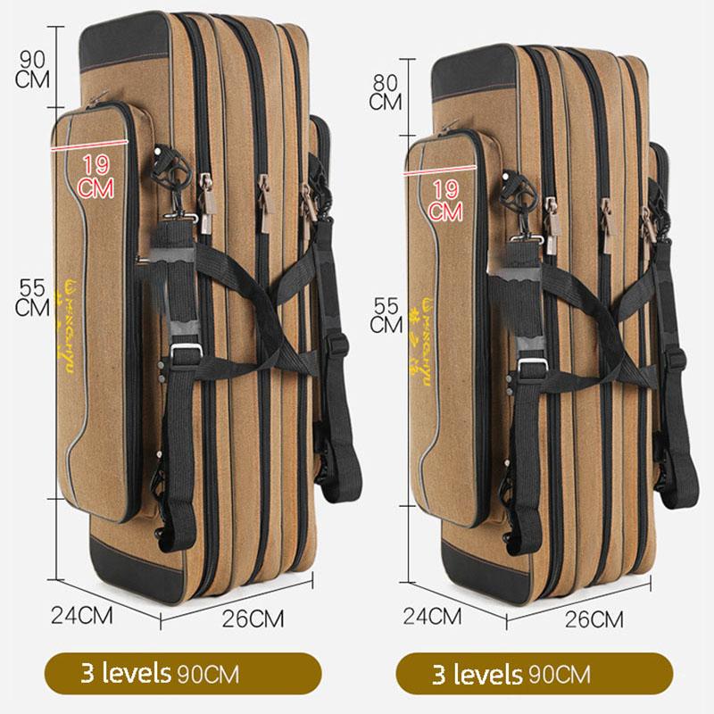 SCIONE Canvas Thick Fishing Gear Bag Large-capacity Waterproof Fishing Bag Multifunctional Sea Pole Bag