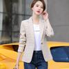 2025 Spring Korean Style Plaid Short Suit Jacket for Women - Slimming, Petite, Casual, Trendy