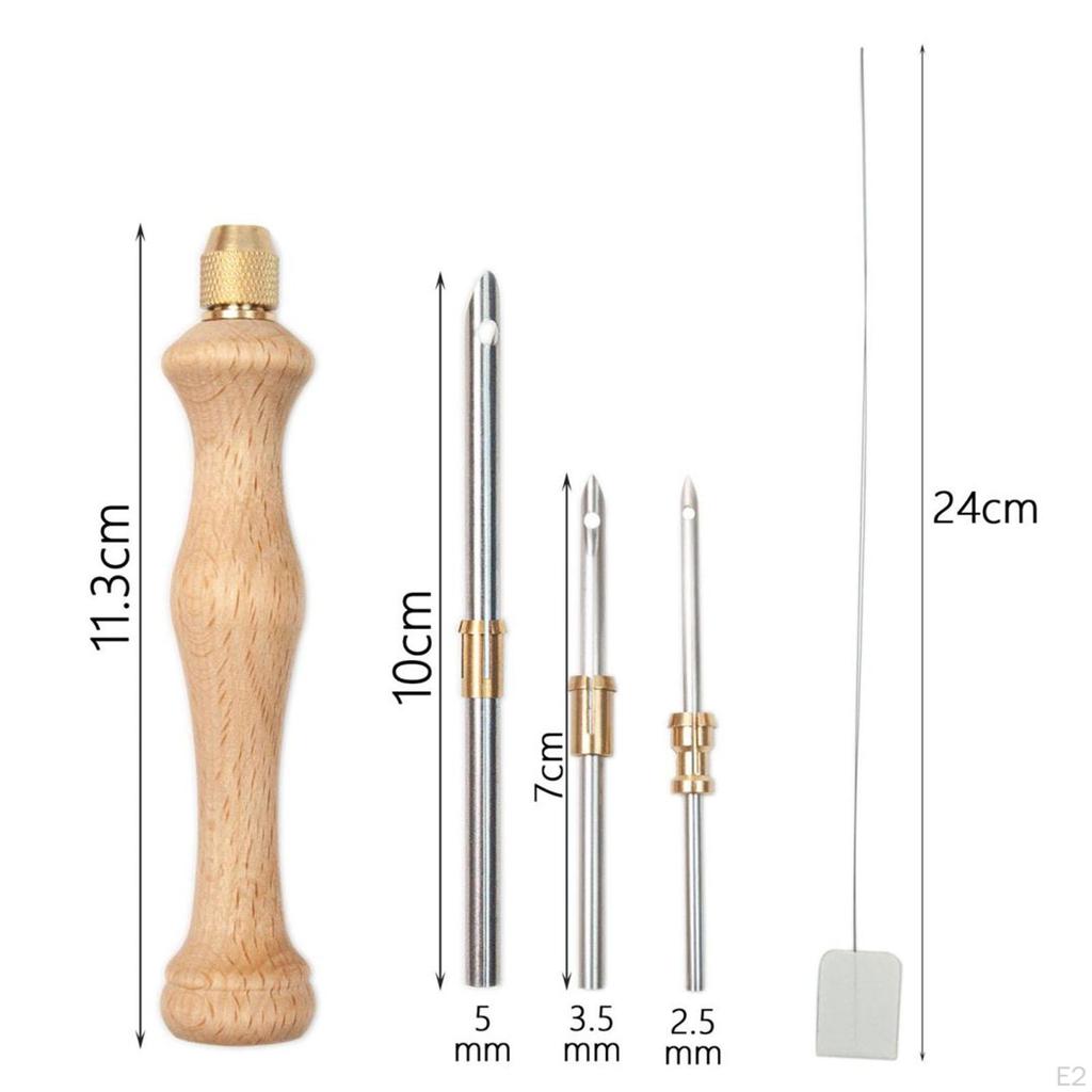 Punch Needle Set Sewing DIY Crafts Wood Handle Stitching Art Embellishment 5 Mm 3.5 Yarn