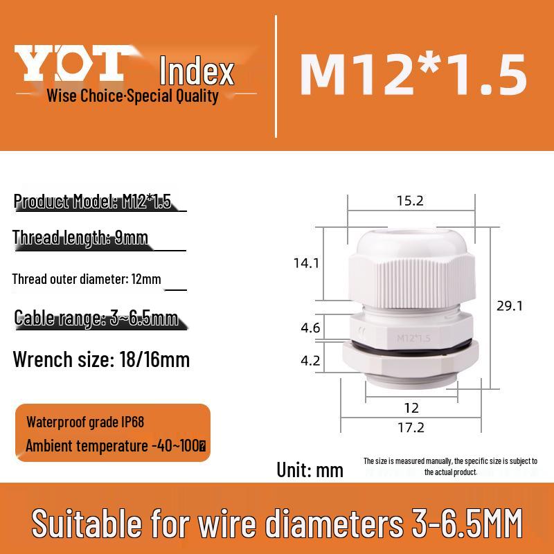 Waterproof Nylon Cable Connector M20*1.5 Plastic Sealing Gland Industrial Accessory