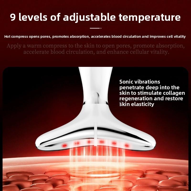 Dispositivo de belleza facial EMS con luz LED para reafirmar y reducir arrugas del cuello