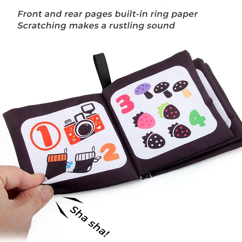 4 Pages Enlightenment Early Learning Books Children Black and White Cloth Book for Kids Montessori Educational Toys