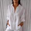 Oversized White Shirt with Layered Necklace Women's Casual Chic Top