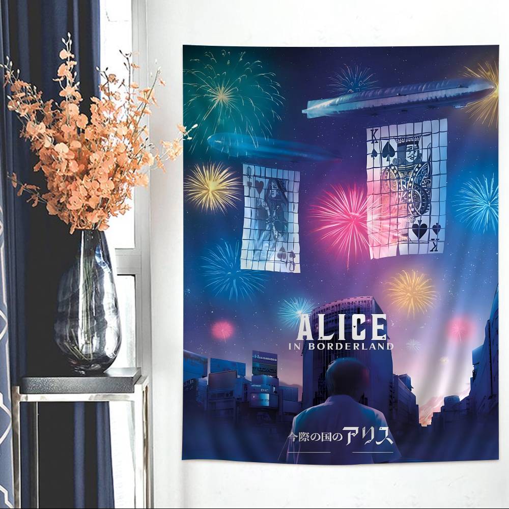 Hot TV Alice In Borderland Cartoon Tapestry Art Science Fiction Room Home Decor Wall Hanging Sheets