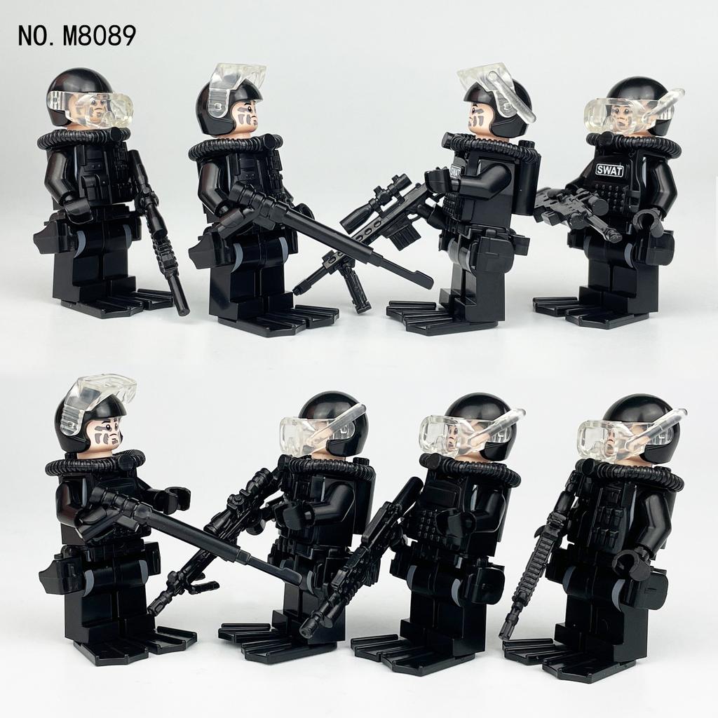 160 Black Swat Weapon Shield M8003 Human Military Doll Model Small Particle Fight