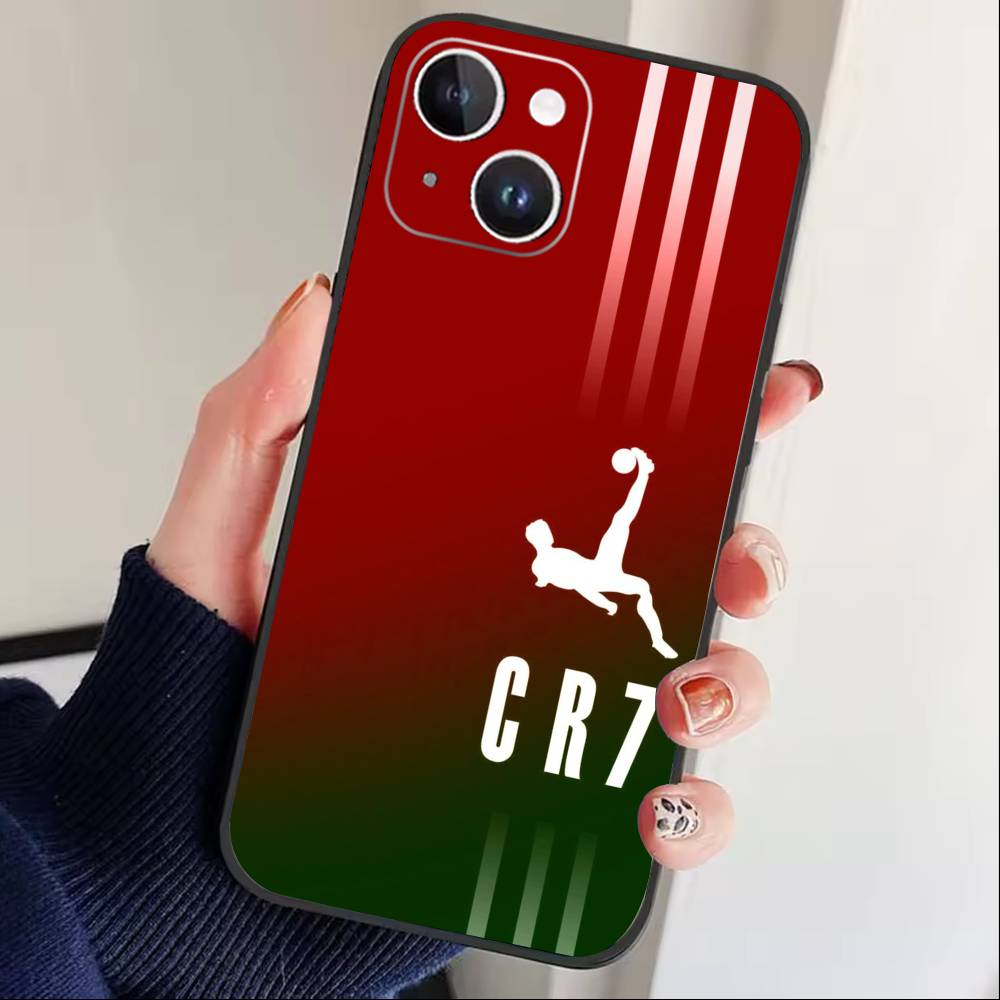 Player H-Ronaldo C-CR7 Phone Case For iPhone 16,15,14,13,12,17,Pro Max,Plus Silicone Black Case iPhone17promax