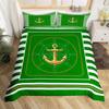 Anchor Compas Soft Duvet Cover Nautical Warm Comforter Cover Ful King Geometric Stripes Beding Set Coastal Adventure Theme Comfortable Quilt Cover