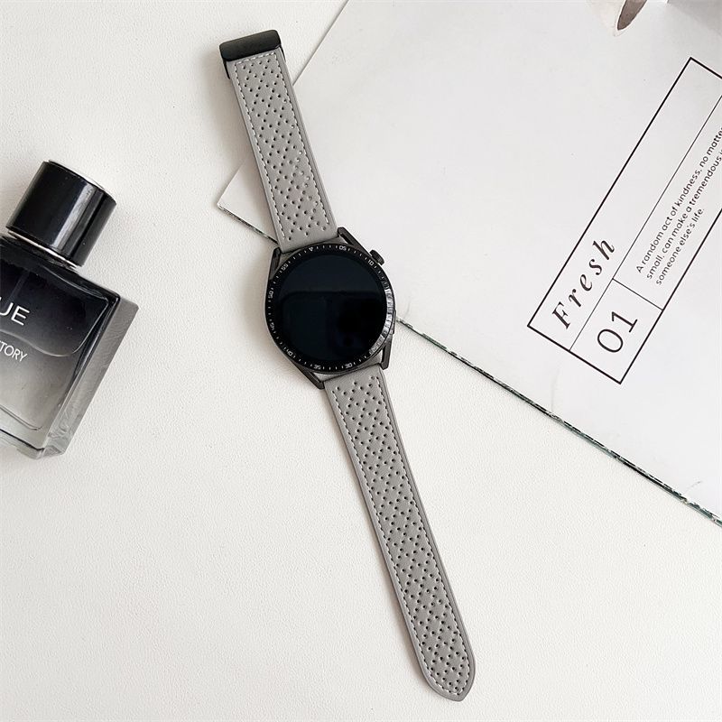 

20 мм 22 мм кожаный ремешок для часов - летний дышащий ремешок из натуральной кожи для часов Huawei Watch Samsung Watch Amazift Glory Magic2/22mm серый