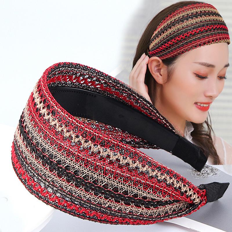 1 Stück Haarband Retro Haarband Breit Rutschfest Elastisch Damen Stirnband Böhmisch