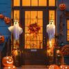 3 ks Halloweenských závěsných duchů 19,6" LED svítících venkovních létajících bílých duchů pro dekoraci předzahrádky, terasy, trávníku, zahrady, párty
