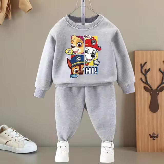 Kids' Round Neck Sweatshirt & Long Pants Set - Casual Spring/Autumn Wear