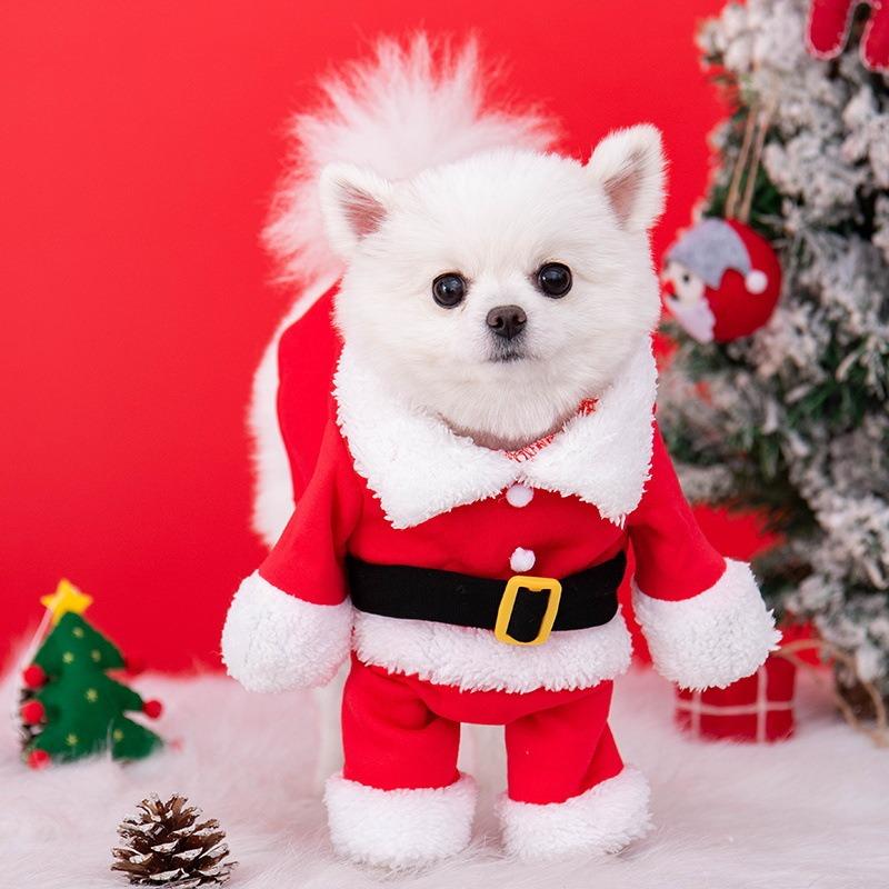 Neue Weihnachtsmann Hunde Kleidung, Zweibeinige Weihnachtsoutfits, Haustierkleidung, Welpen Weihnachtsmantel