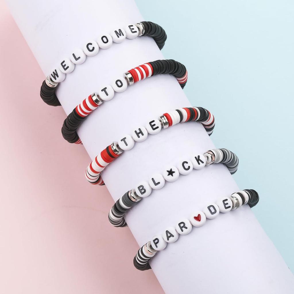 5 PCS Punk Rock Bracelet Black Concert Inspired Bracelet Jewelry For Fans Party Dress Outfit Merch.