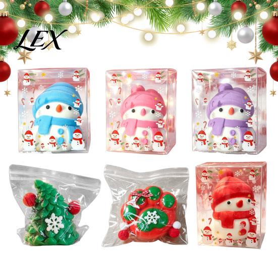 Holiday Party Favors Christmas Snowman Stress Relief Toy, Soft Xmas Tree Squeeze Toy Cat Paw Sensory Fidget