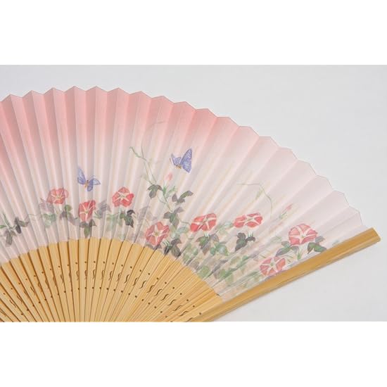 [Hasegawa] Folding Fan for Women, Includes Fan Case and Gift Box, Made in Japan (Morning Glory)