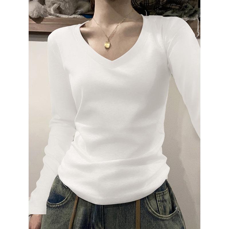 Toamnă Iarnă Culoare Solidă Casual Modă Simplu Versatil Tricou cu Bază Femei Mânecă Lungă Tricou Pulover Top