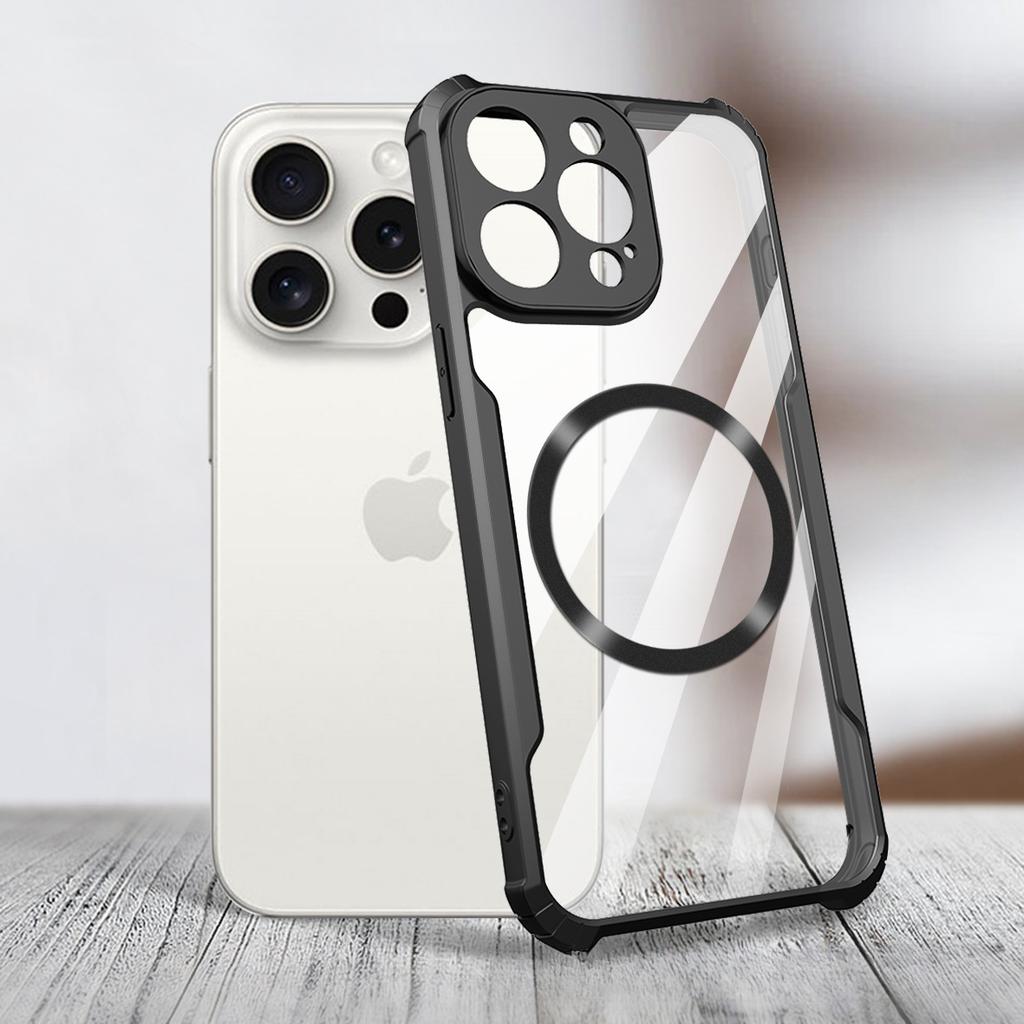 Transparente Rüstung Ruggerd-Hülle für Xiaomi 14T Pro 13T Redmi 14C Note14 13 Pro Poco X6 Magnetische Magsafe Wireless-Ladegerätabdeckung