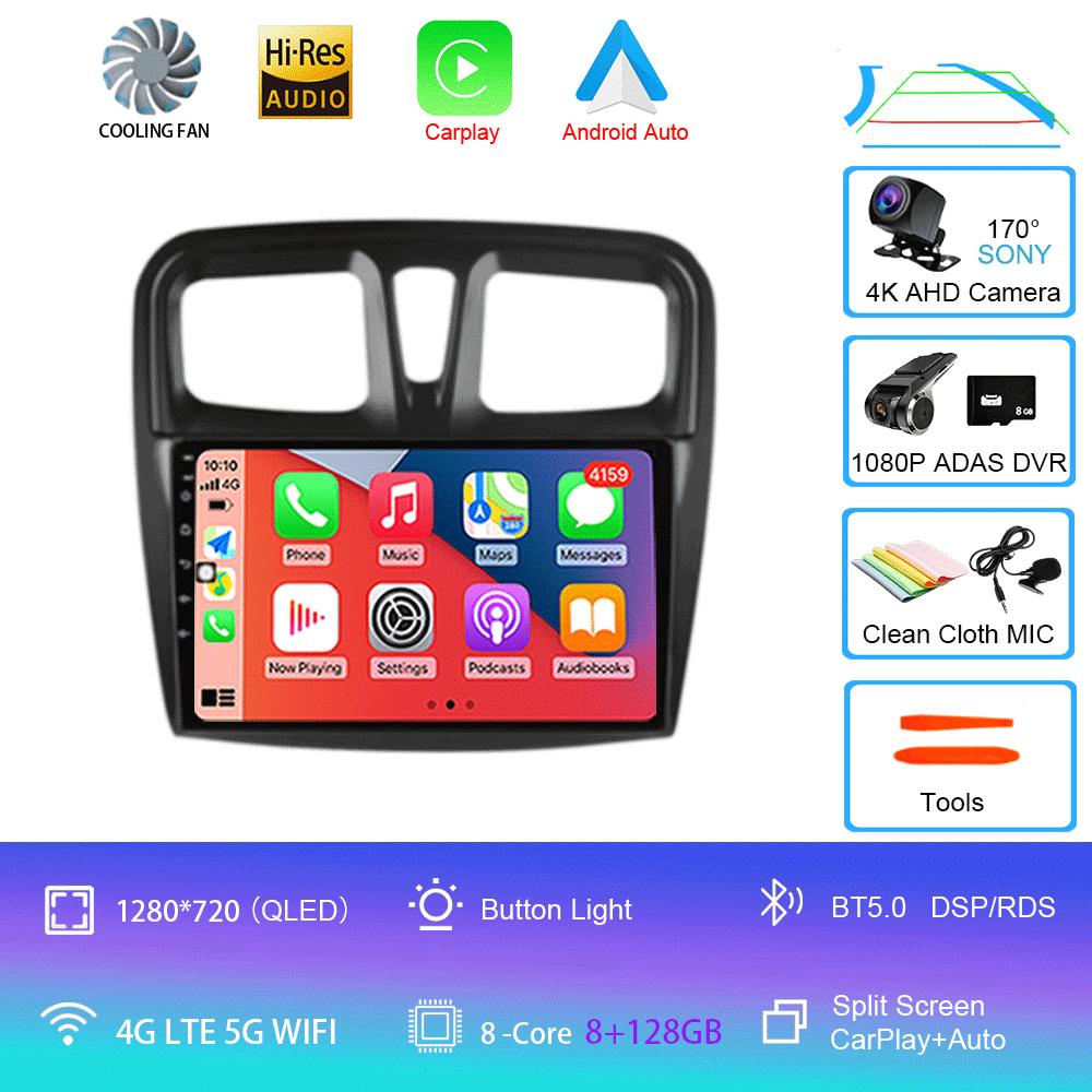 For Renault Logan 2 Sandero 2 2012-2019 Car Radio Android 14 Carplay Auto 2K Screen Multimedia Player Autoradio Stereo Head Unit
