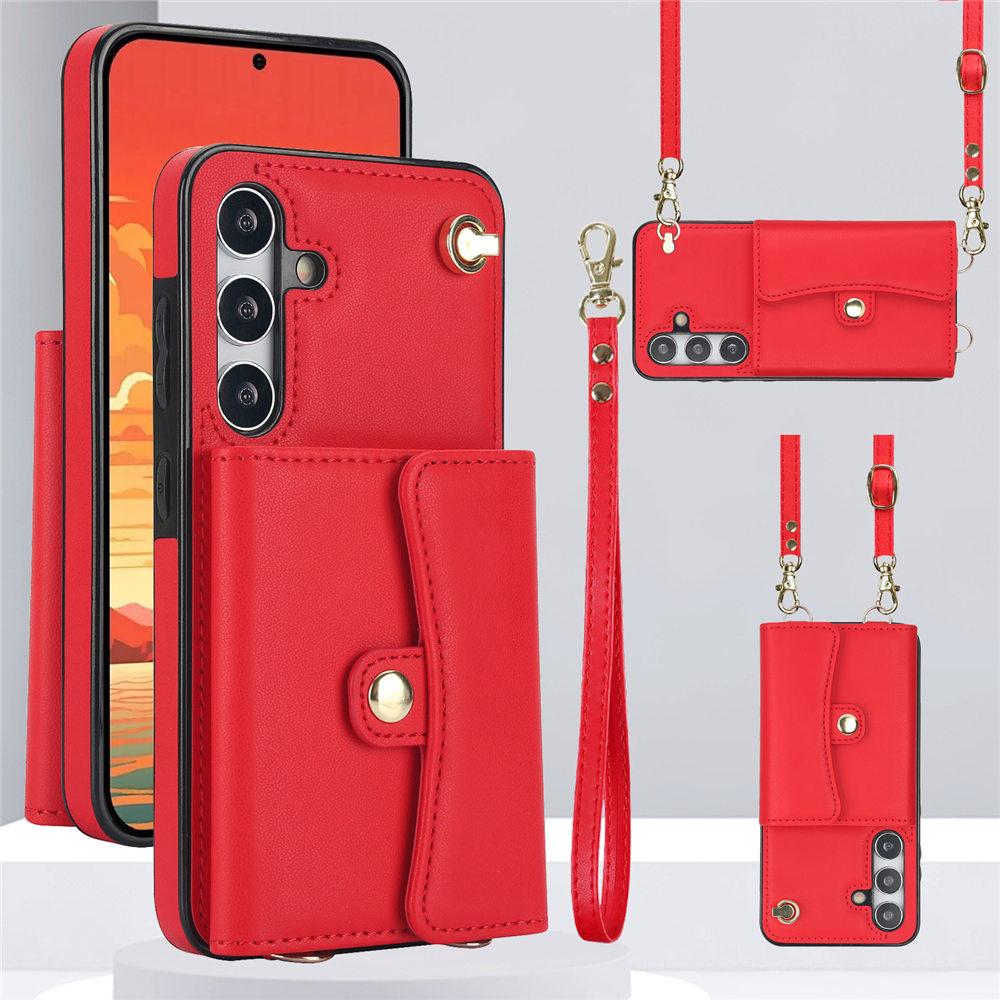

Crossbody Wallet Leather Case For Samsung Galaxy A15 A54 A14 A13 A51 A52 A53 A12 A73 A71 A50 A70 A20 Lanyard Credit Card Cover For Galaxy A71 4G красный