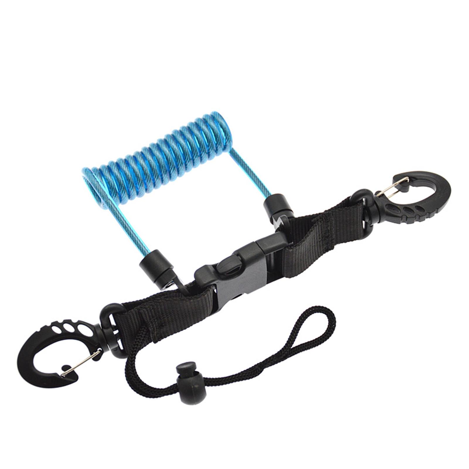 

Спиральный кабель с защитой от потери камеры, фонарики, безопасный поводок для дайвинга, подводного плавания, серфинга, каякинга синий