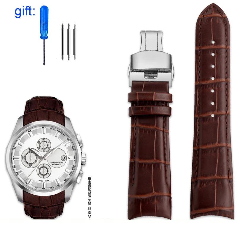 Pulseira de Couro Genuíno para Relógio Tissot T035 Pulseira Masculina Série 1853 T035627 T035617 T035407 Boca de Arco Pulseira 22mm 23mm 24mm
