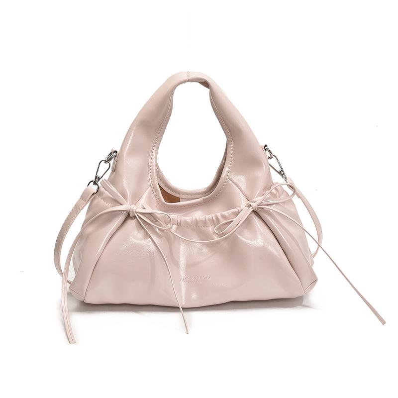 2025 Sweet Girl Bow-Accent Crescent Handbag - PU Shoulder Bag for Commute