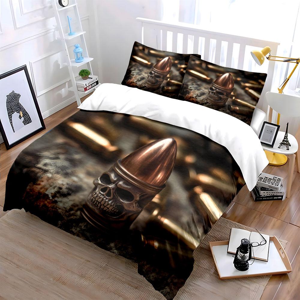 "Skull Bullet Decor Set" Bedding Set with 1 Duvet Cover 2 Pillowcases Single Double King Queen Gift