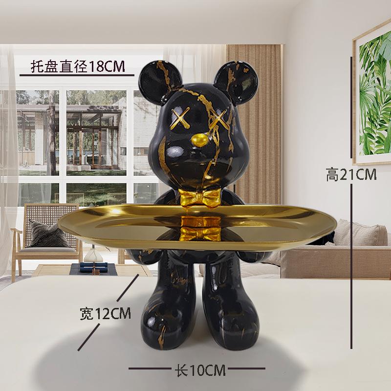 [2025 New] Cartoon Bear Tray Decor - Luxury Entryway Key Organizer, Multi-Function Resin Catchall for Living Room