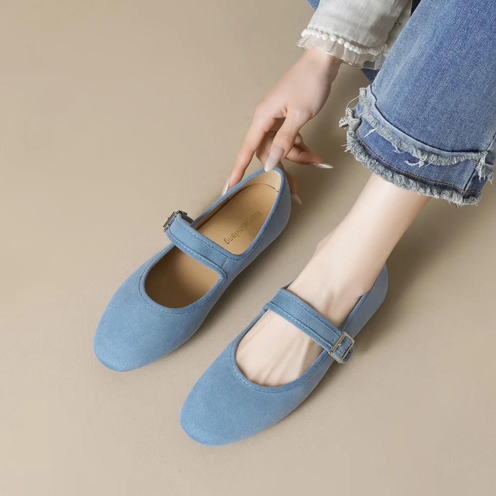 Women Flat Shoes French Retro Flat Bottomed Mary Jane Shoes Shallow Mouth Soft Sole Ballet Single Shoes Women Flats