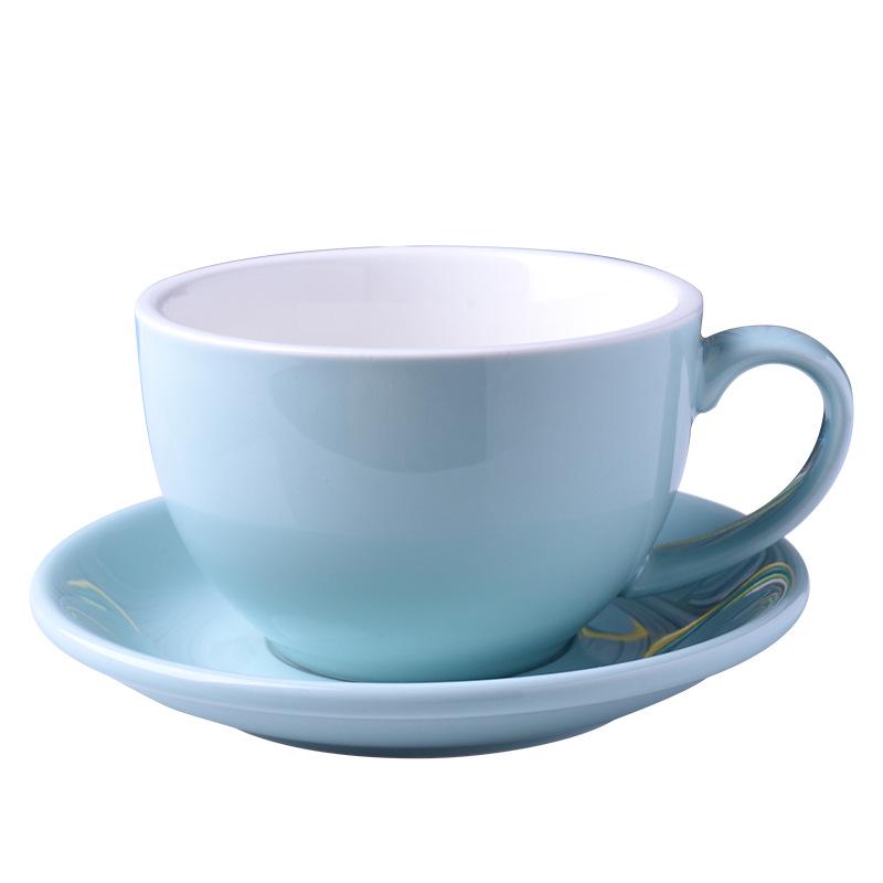 300ml Großes Keramik Cappuccino & Latte Kaffeetassenset - Eierblumen-Design