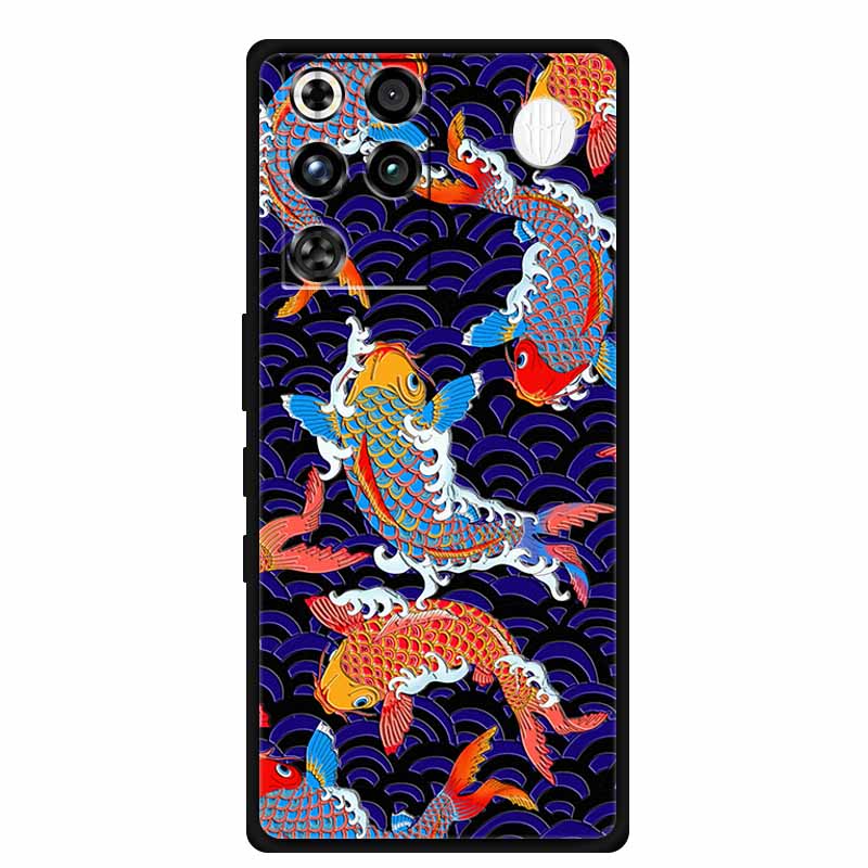 For ZTE Nubia RedMagic 11 Pro 5G Case 3D Emboss Flowers Relief Soft Black Silicone Back Cover For ZTE Nubia RedMagic 11Pro Funda