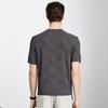 Machine Washable Tencel Linen Spring/Summer Round Neck Short Sleeve T-shirt Men's Checkered Jacquard Breathable Knitted Half Sleeve Shirt