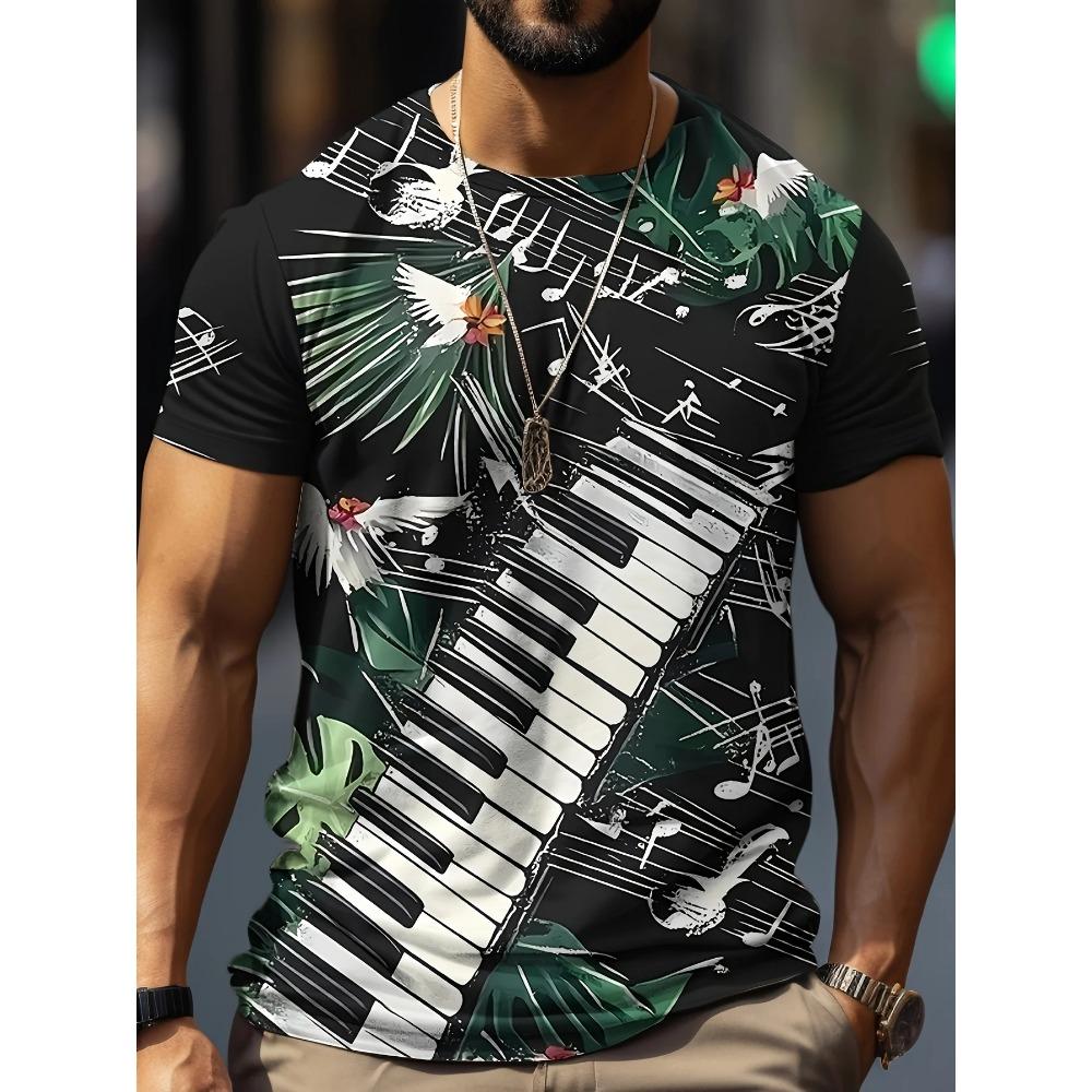 Summer Leisure Vacation Beach Coconut Tree T-shirt Men's Fashion Fast Drying Casual Fashion Round Neck T-shirt