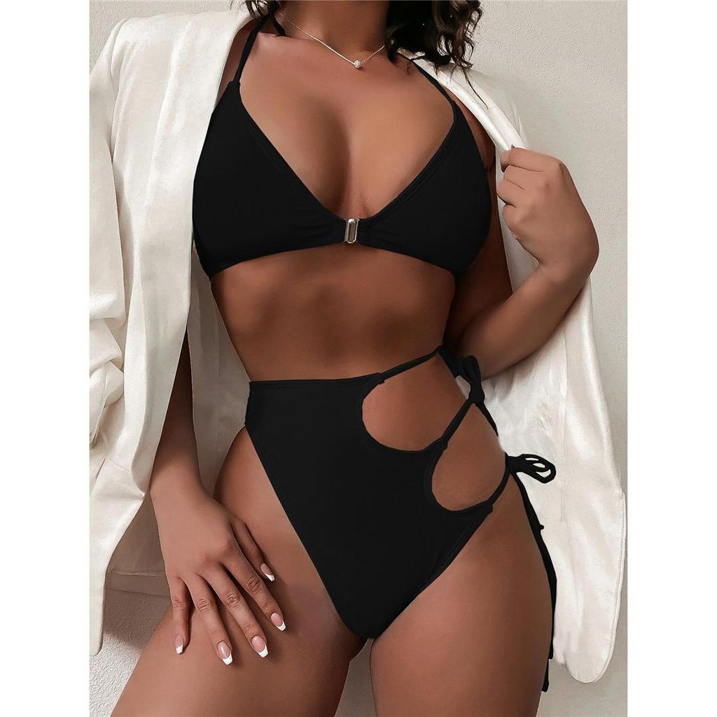 Asymmetrischer Cut-Out-Riemchen-Bikini mit hoher Taille, weiblicher Badeanzug, Damen-Bademode, zweiteiliger Bikini-Set, Badender, Badeanzug