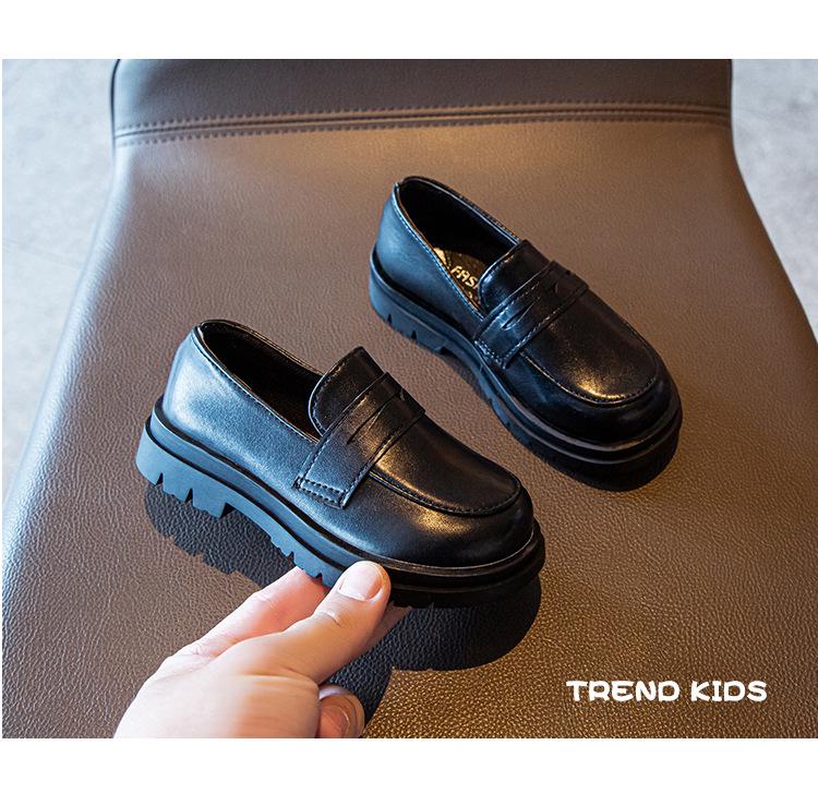 Children's Black Leather British-Style Retro Princess Shoes for Spring & Autumn 2025