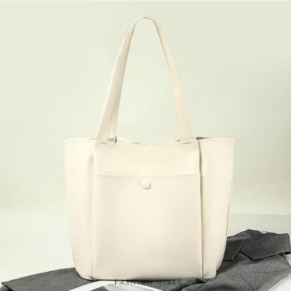Homarina Women's Tote Bag, Handbag, Business Bag, Fits A4 Sizes, Shoulder Bag (White)