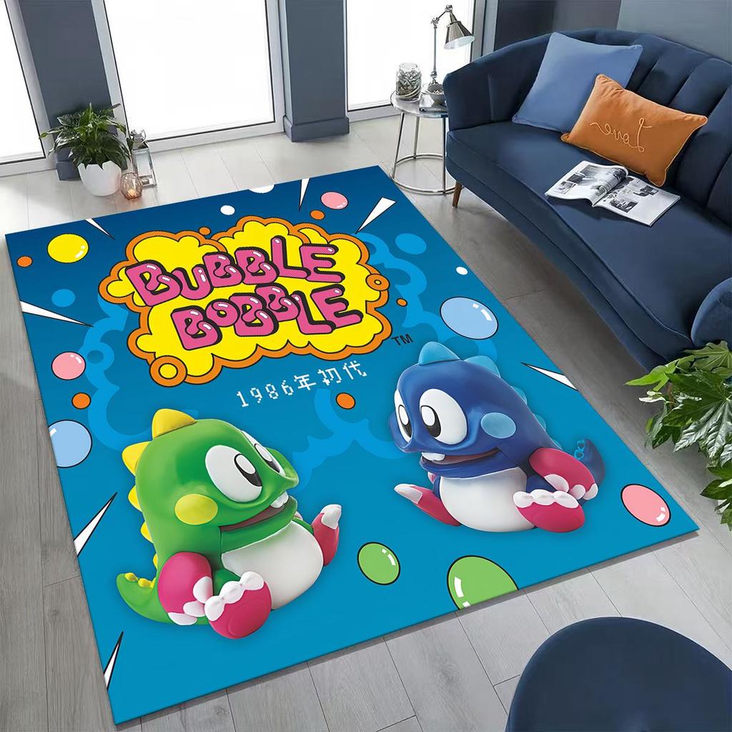 3D Retro Game Bubble Bobble Cartoon Gamer Rug for Bedroom Living Room Sofa Home Doormat Decor, Large Kid Play Non-slip Floor Mat