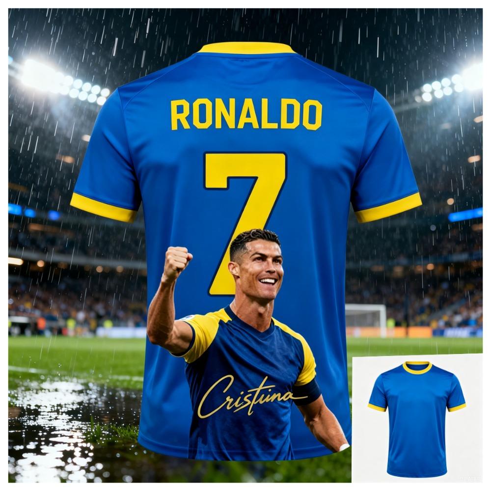 2026 Sommer Fußballspiel Ronaldo Fan Trikot Jubel T-Shirt Spiel schauen Wesentliche Oberteile Unisex Erwachsene Kinder Alle Größen S blue