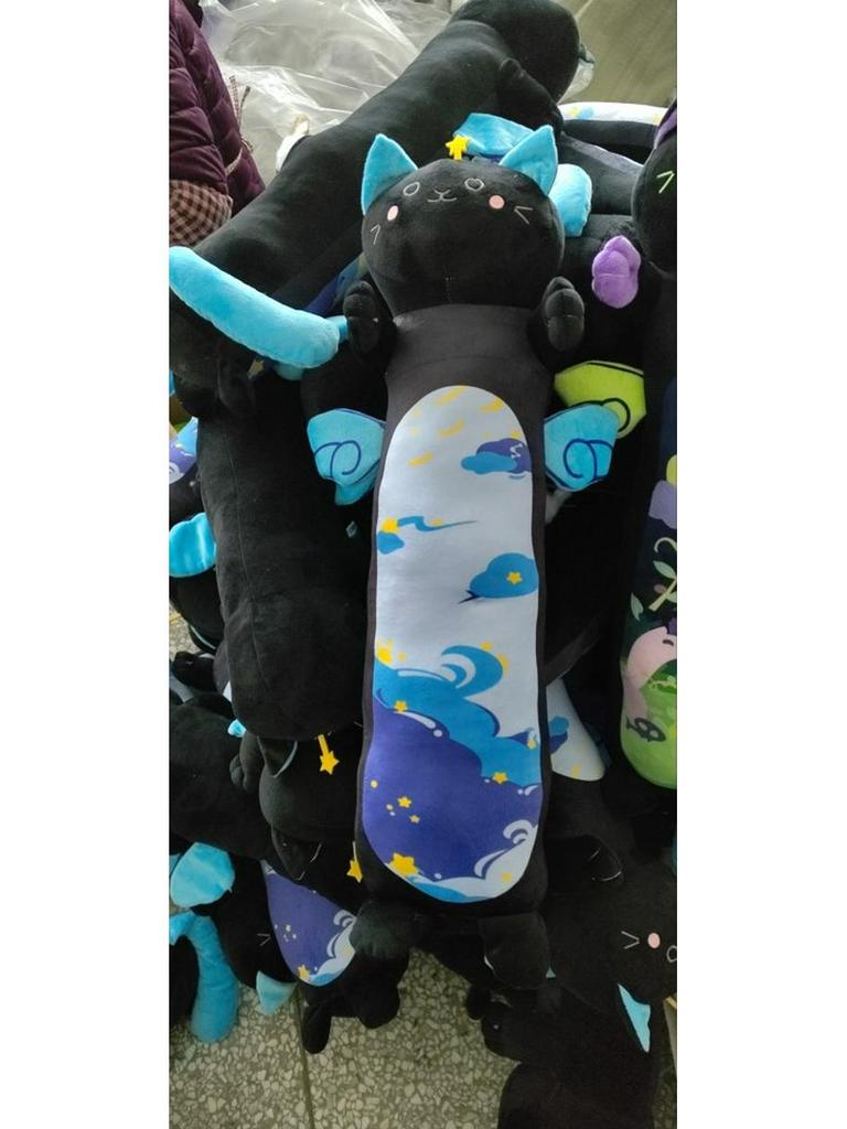 Colorful Cat & Salamander Halloween Pillow - Cute Long Strip Cushion for Couples