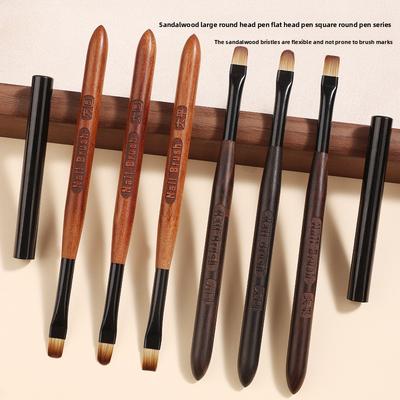 3Pcs/set Sandalwood Nail Pen Large Nail Tips Pen Brush Round Flat Head Pen Nail Art Tool