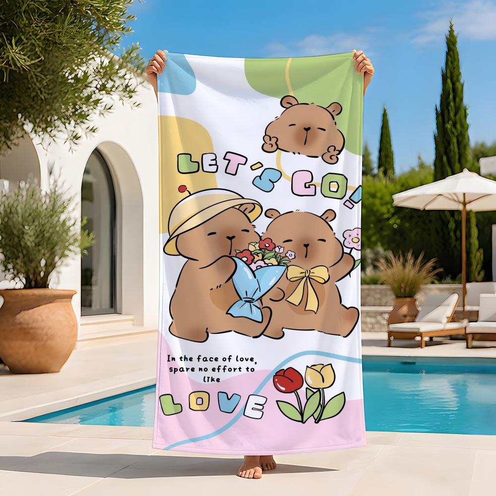 Animal c-capybara Towel Extra Large Beach Towel Quick Dry Sand Free Super Absorbent Lightweight