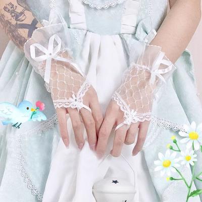Blume Hohl Fingerlose Handschuhe Damen Netz Tanz Hochzeit Fäustling Hand Dekoration Schleife Gothic Handschuh Netzgarn Fäustlinge
