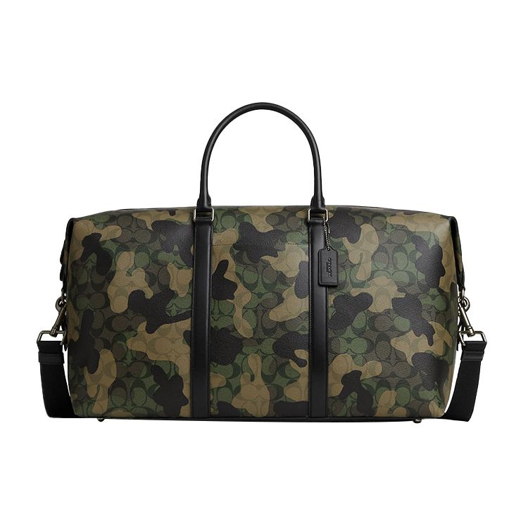

Coach Trekker 50 Camouflage Print Hardware Large Capacity Coated Canvas Smooth Calfskin Boston Bag Shoulder Crossbody Handbag Travel Bag CM037-QBGRU Army Green