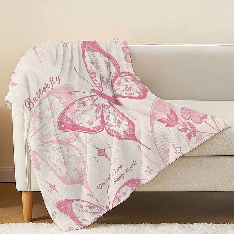 Lightweight Flannel Throw Blanket, Butterfly Pattern - Soft, Warm & Versatile for Home, Car, Halloween & Christmas Decor
